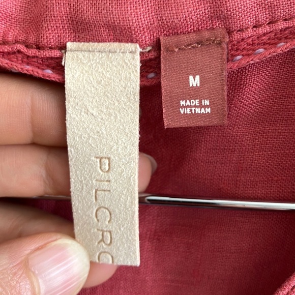 Pilcro Anthropologie linen short sleeve button down shirt size Medium - Picture 5 of 8